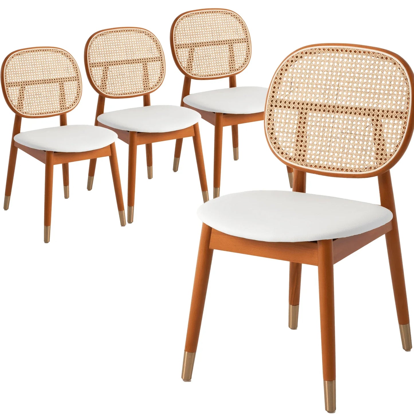 Holbeck Modern Dining Chair with Upholstered Leather Seat and Beech Wood Legs Set of 4 - Elax Furniture