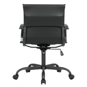 Harris Mid-Back Leather Adjustable Office Conference Chair with Armrests Black Black Office Chair Leisuremod