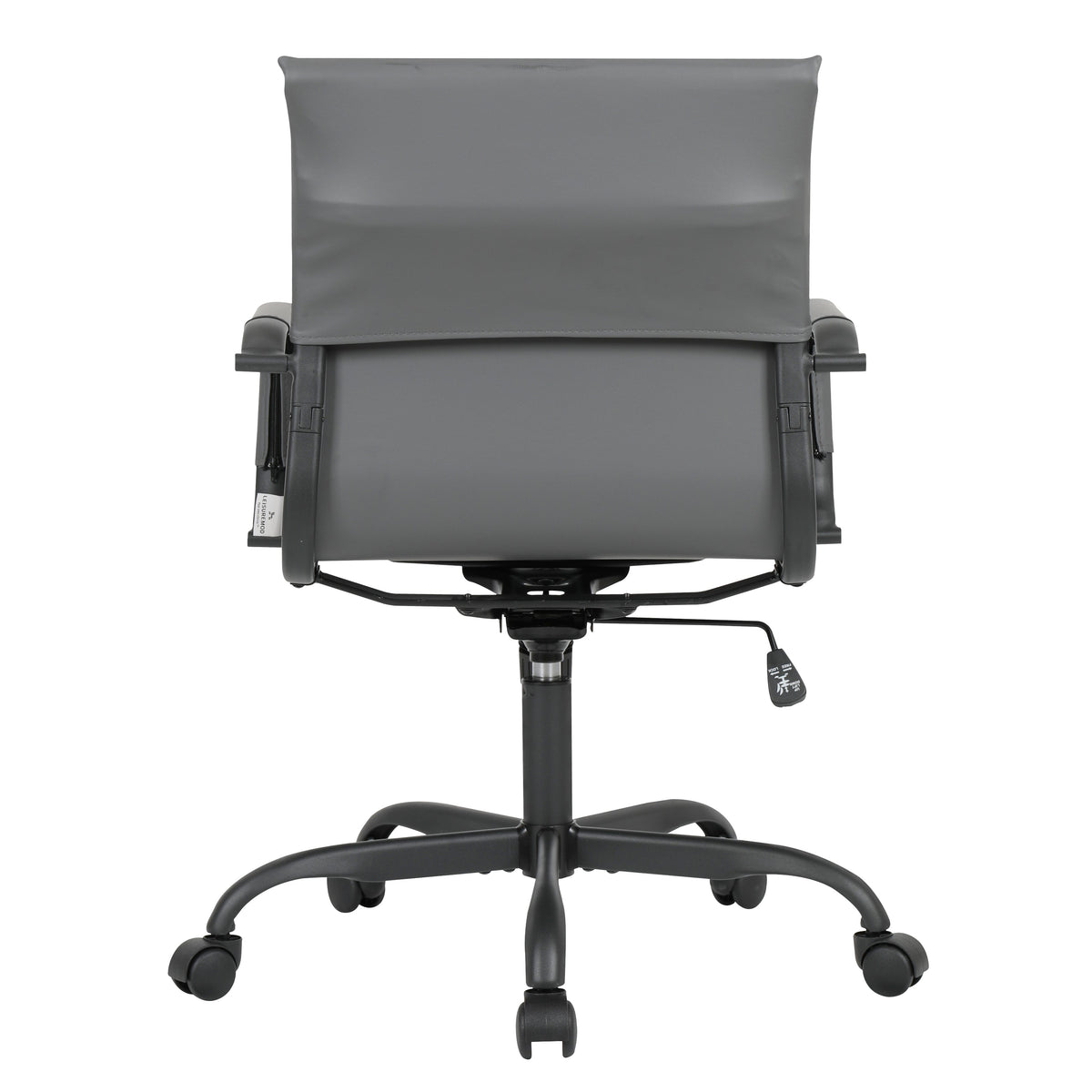 Harris Mid-Back Leather Adjustable Office Conference Chair with Armrests Black Grey Office Chair Leisuremod