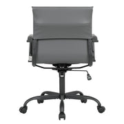 Harris Mid-Back Leather Adjustable Office Conference Chair with Armrests Black Grey Office Chair Leisuremod