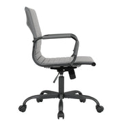 Harris Mid-Back Leather Adjustable Office Conference Chair with Armrests Black Grey Office Chair Leisuremod