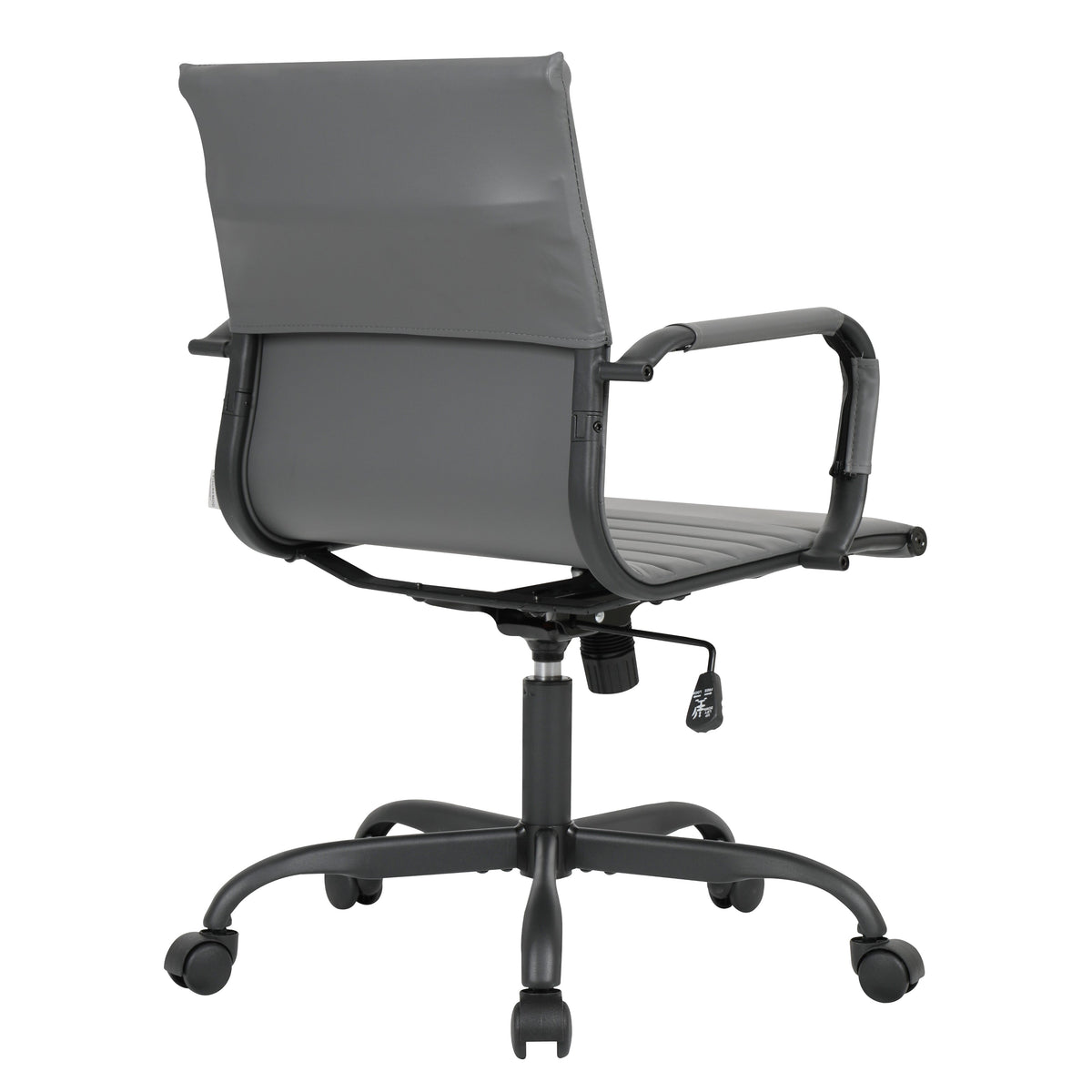 Harris Mid-Back Leather Adjustable Office Conference Chair with Armrests Black Grey Office Chair Leisuremod