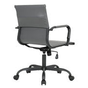 Harris Mid-Back Leather Adjustable Office Conference Chair with Armrests Black Grey Office Chair Leisuremod