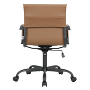 Harris Mid-Back Leather Adjustable Office Conference Chair with Armrests Black Light Brown Office Chair Leisuremod