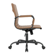 Harris Mid-Back Leather Adjustable Office Conference Chair with Armrests Black Light Brown Office Chair Leisuremod