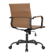 Harris Mid-Back Leather Adjustable Office Conference Chair with Armrests Black Light Brown Office Chair Leisuremod