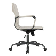 Harris Mid-Back Leather Adjustable Office Conference Chair with Armrests Black Tan Office Chair Leisuremod