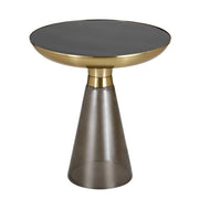 Hyalus Tully 19-Inch Round Glass Side Table with Iron Rim Frame and Glass Base - Elax Furniture