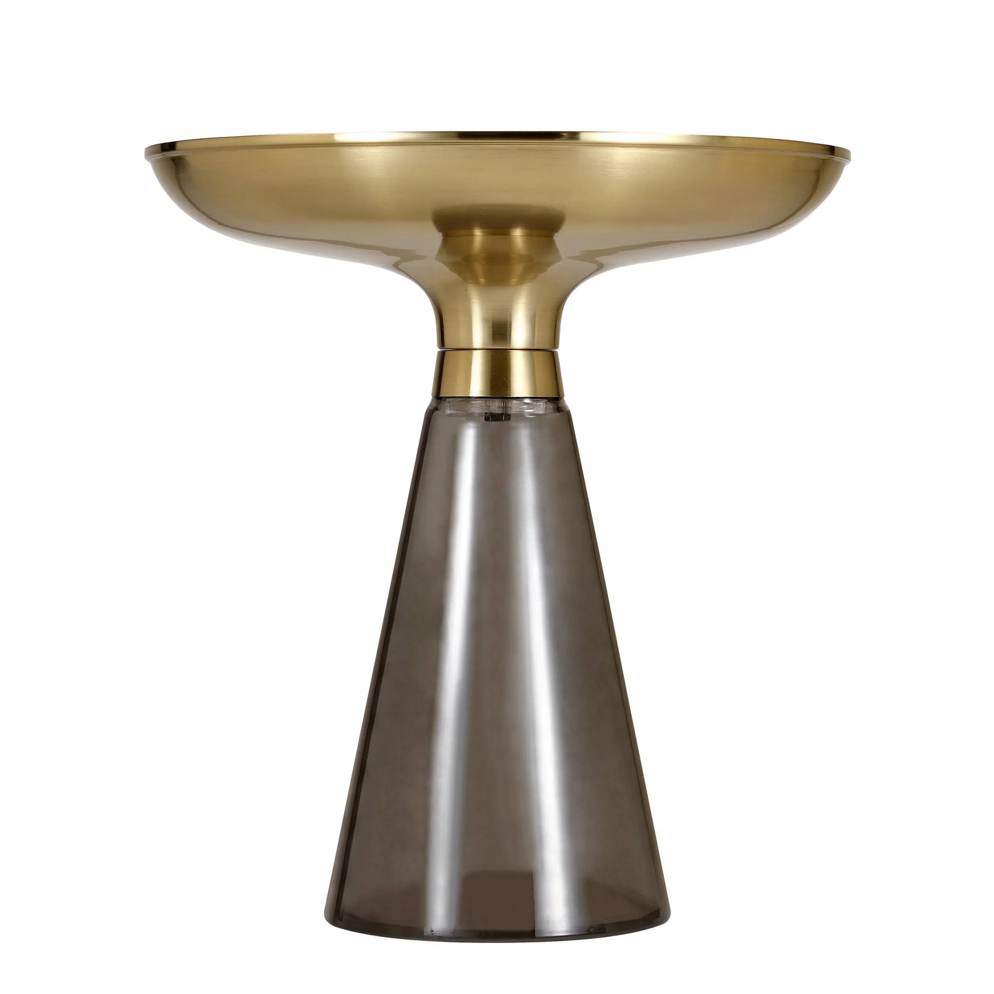 Hyalus Tully 19-Inch Round Glass Side Table with Iron Rim Frame and Glass Base - Elax Furniture