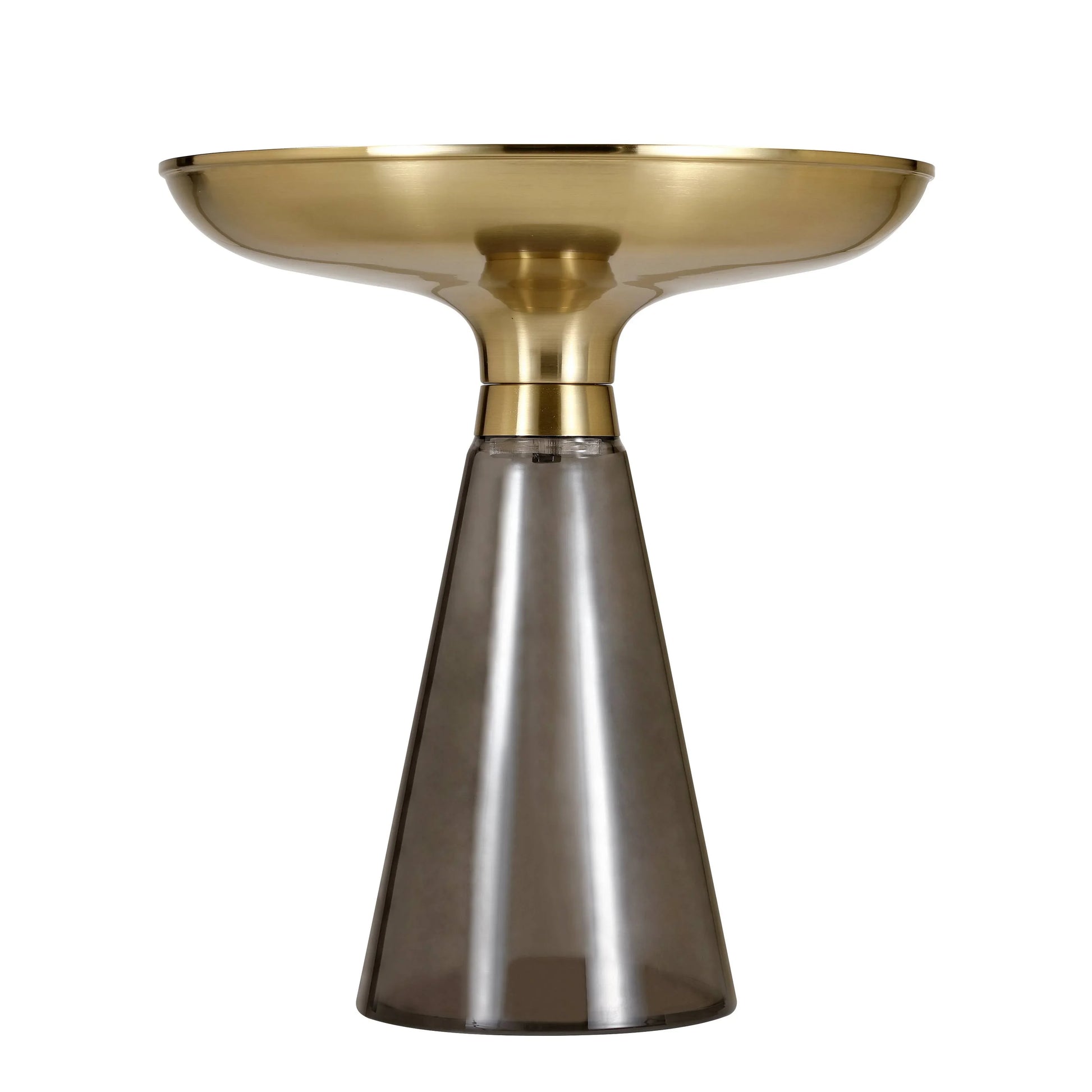 Hyalus Tully 19-Inch Round Glass Side Table with Iron Rim Frame and Glass Base - Elax Furniture