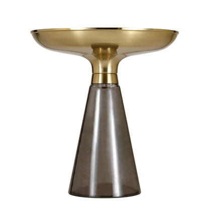 Hyalus Tully 19-Inch Round Glass Side Table with Iron Rim Frame and Glass Base - Elax Furniture