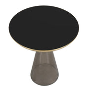 Hyalus Tully 19-Inch Round Glass Side Table with Iron Rim Frame and Glass Base - Elax Furniture