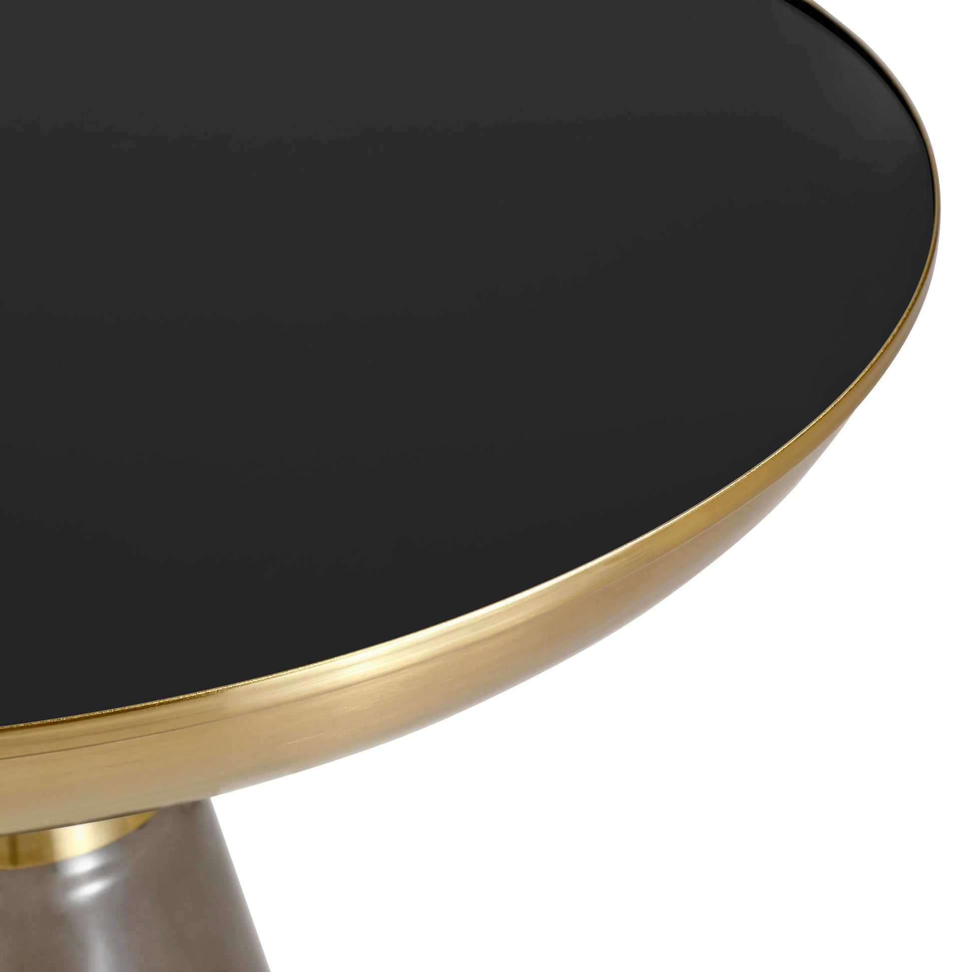 Hyalus Tully 19-Inch Round Glass Side Table with Iron Rim Frame and Glass Base - Elax Furniture