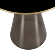 Hyalus Tully 19-Inch Round Glass Side Table with Iron Rim Frame and Glass Base - Elax Furniture