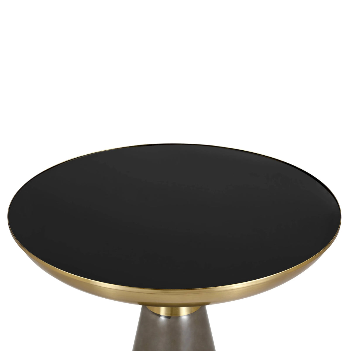 Hyalus Tully 19-Inch Round Glass Side Table with Iron Rim Frame and Glass Base - Elax Furniture