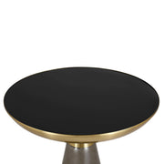 Hyalus Tully 19-Inch Round Glass Side Table with Iron Rim Frame and Glass Base - Elax Furniture