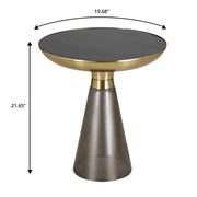 Hyalus Tully 19-Inch Round Glass Side Table with Iron Rim Frame and Glass Base - Elax Furniture