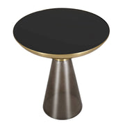Hyalus Tully 19-Inch Round Glass Side Table with Iron Rim Frame and Glass Base - Elax Furniture