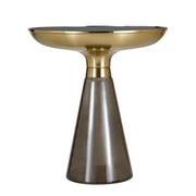 Hyalus Tully 19-Inch Round Glass Side Table with Iron Rim Frame and Glass Base - Elax Furniture