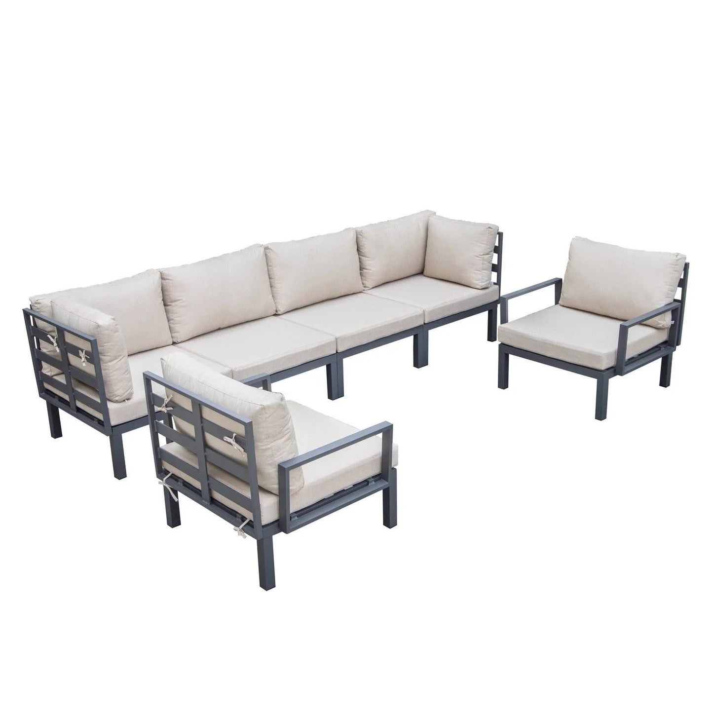 Hamilton 6-Piece Aluminum Patio Conversation Set With Cushions - Elax Furniture