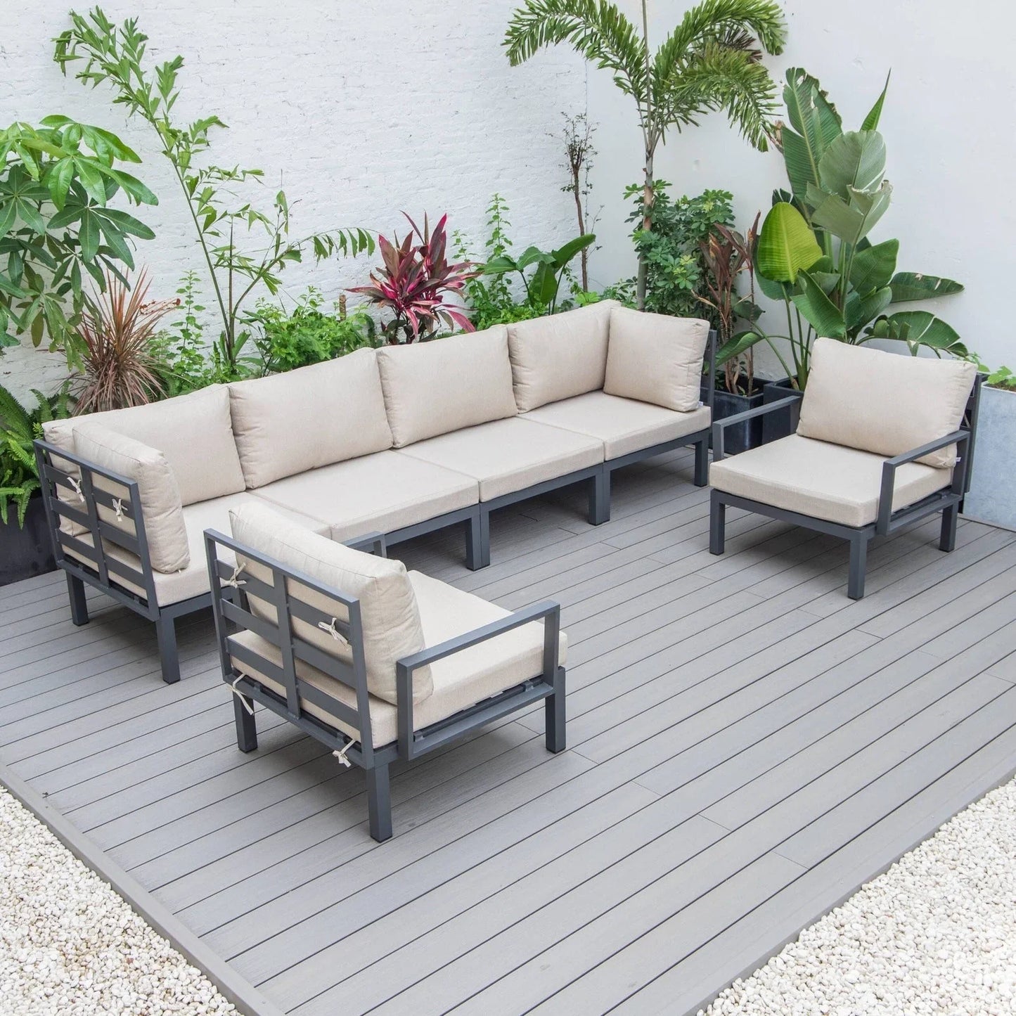 Hamilton 6-Piece Aluminum Patio Conversation Set With Cushions - Elax Furniture