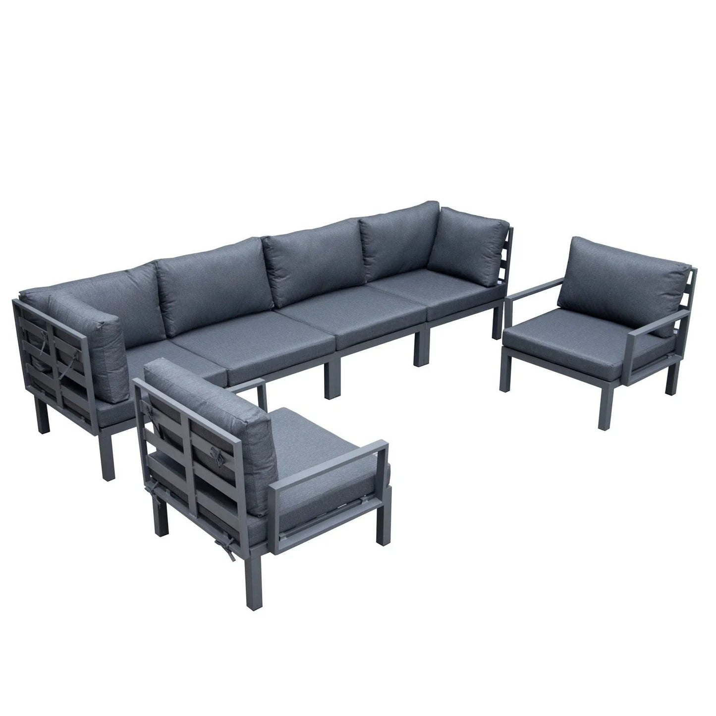 Hamilton 6-Piece Aluminum Patio Conversation Set With Cushions - Elax Furniture