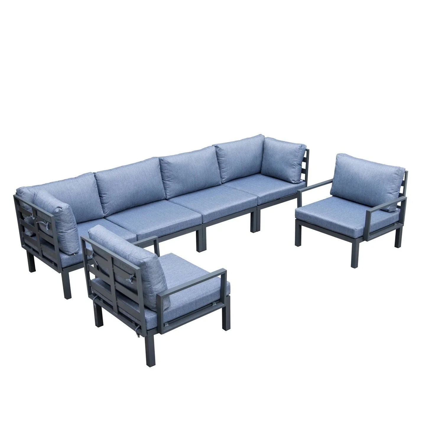 Hamilton 6-Piece Aluminum Patio Conversation Set With Cushions - Elax Furniture