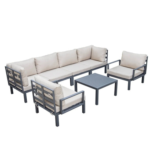 Hamilton 7-Piece Aluminum Patio Conversation Set With Coffee Table And Cushions - Elax Furniture