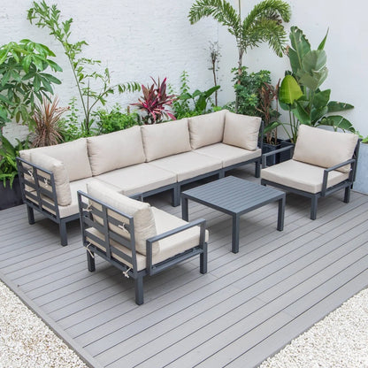 Hamilton 7-Piece Aluminum Patio Conversation Set With Coffee Table And Cushions - Elax Furniture