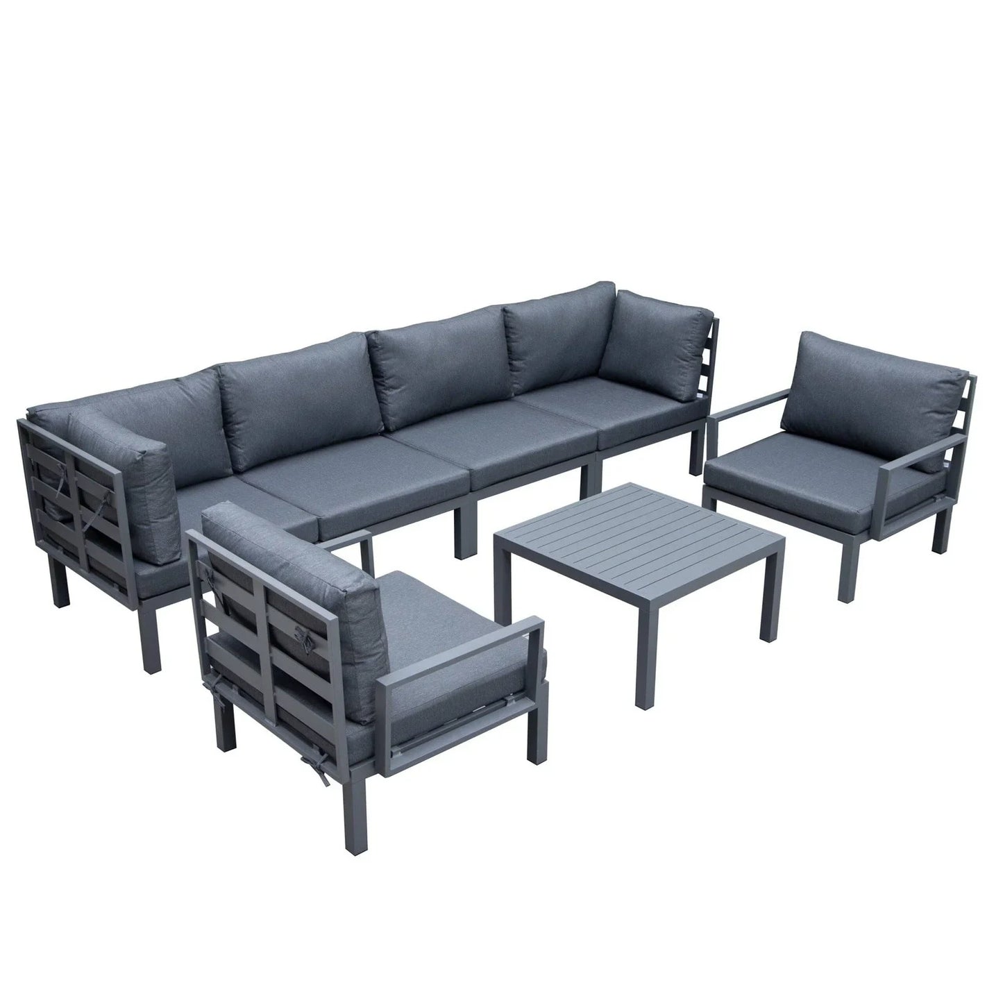 Hamilton 7-Piece Aluminum Patio Conversation Set With Coffee Table And Cushions - Elax Furniture