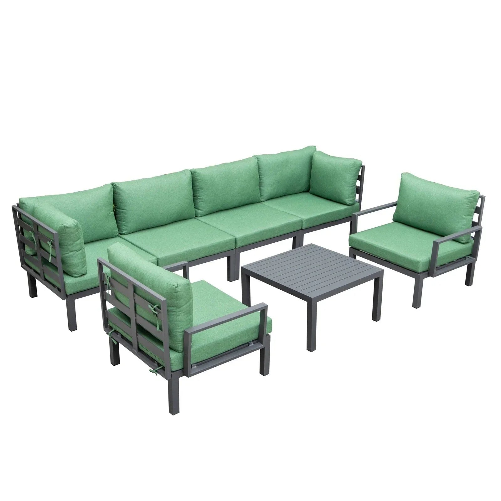 Hamilton 7-Piece Aluminum Patio Conversation Set With Coffee Table And Cushions - Elax Furniture