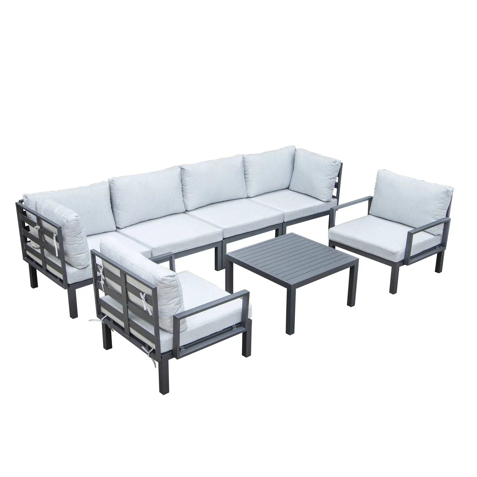 Hamilton 7-Piece Aluminum Patio Conversation Set With Coffee Table And Cushions - Elax Furniture