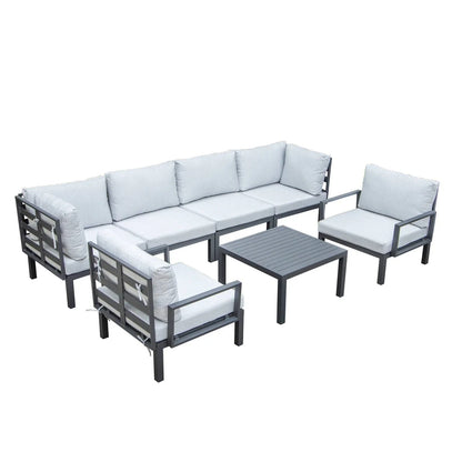 Hamilton 7-Piece Aluminum Patio Conversation Set With Coffee Table And Cushions - Elax Furniture