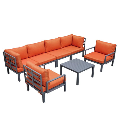 Hamilton 7-Piece Aluminum Patio Conversation Set With Coffee Table And Cushions - Elax Furniture