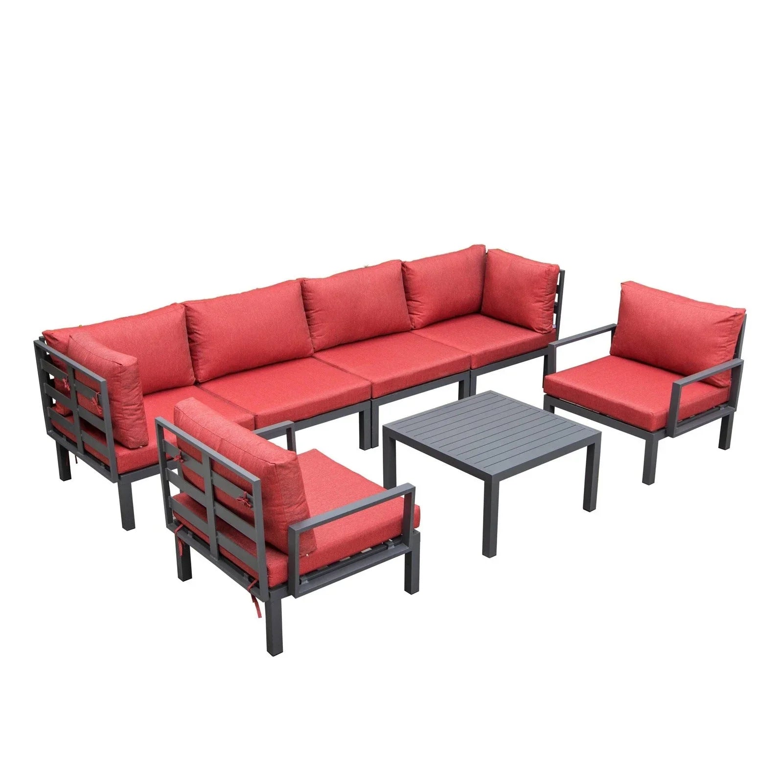 Hamilton 7-Piece Aluminum Patio Conversation Set With Coffee Table And Cushions - Elax Furniture