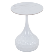 Hada Round Side/End Table with Sintered Stone Top with Steel Pedestal Base