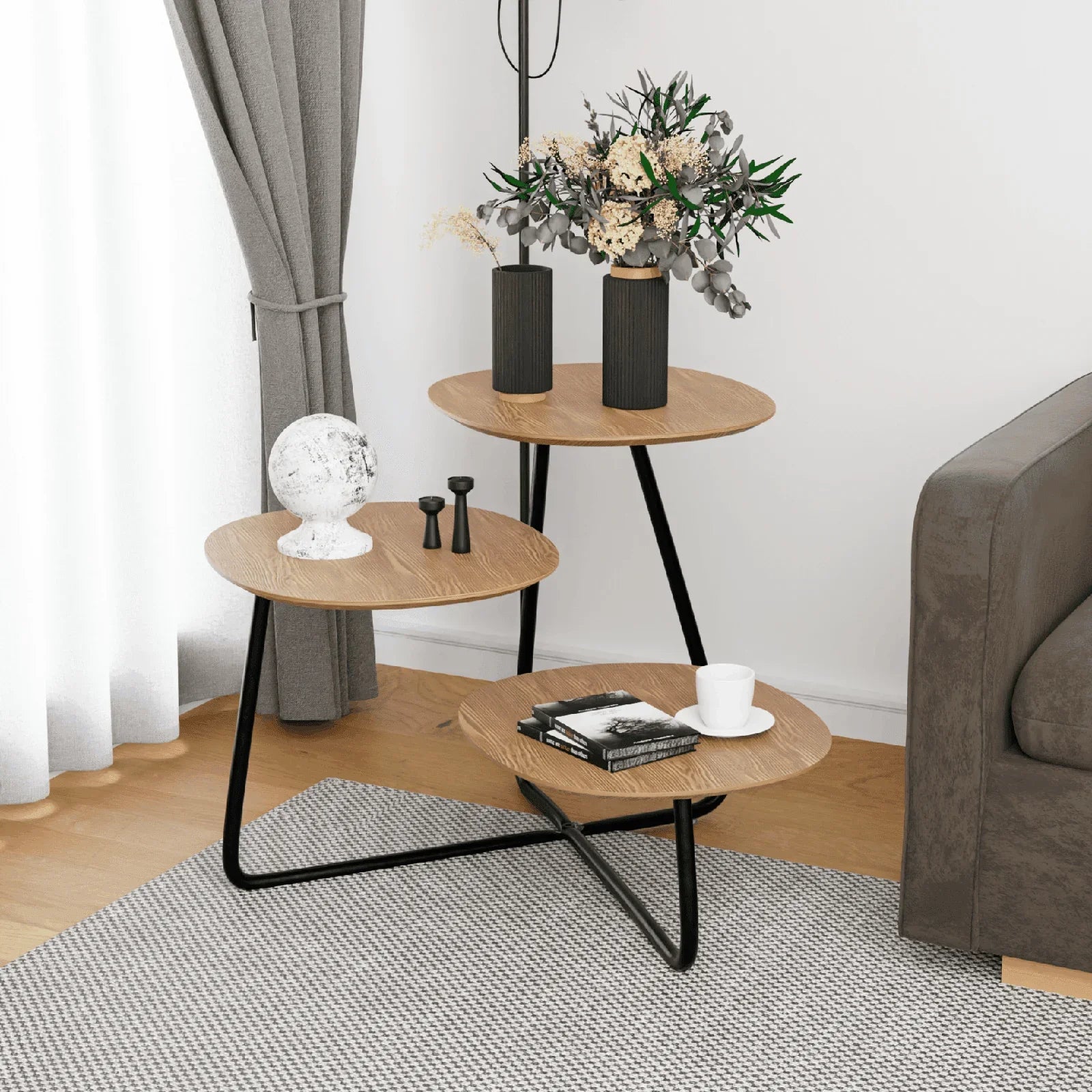 Hazelton Multi-Top End Tables with Manufactured Wood Top and Powder Coated Steel Frame - Elax Furniture