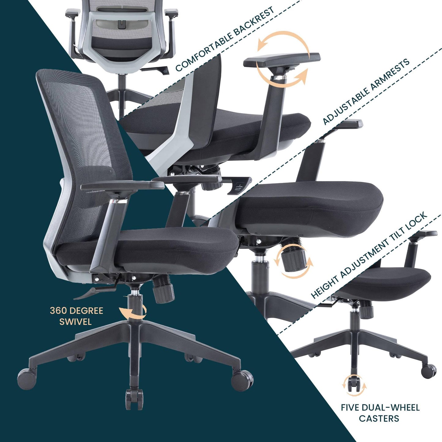Ingram Ergonomic Modern Office Mesh Task Chair With Adjustable Height - Elax Furniture