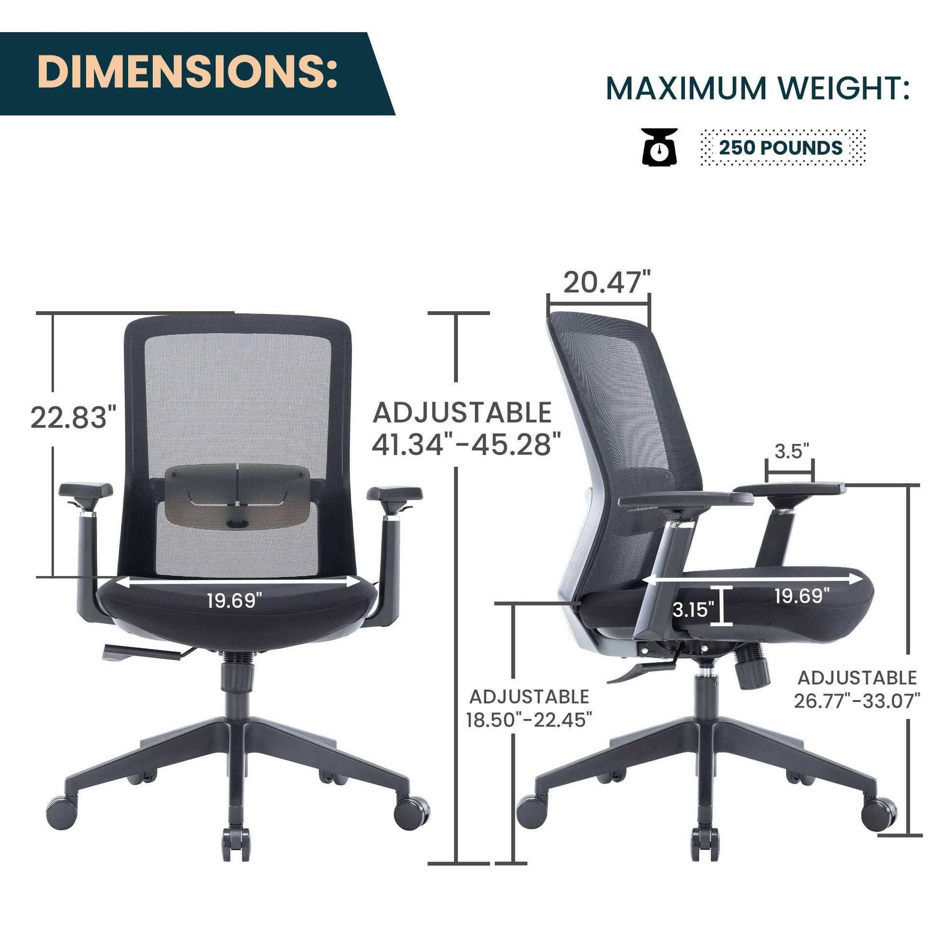Ingram Ergonomic Modern Office Mesh Task Chair With Adjustable Height - Elax Furniture