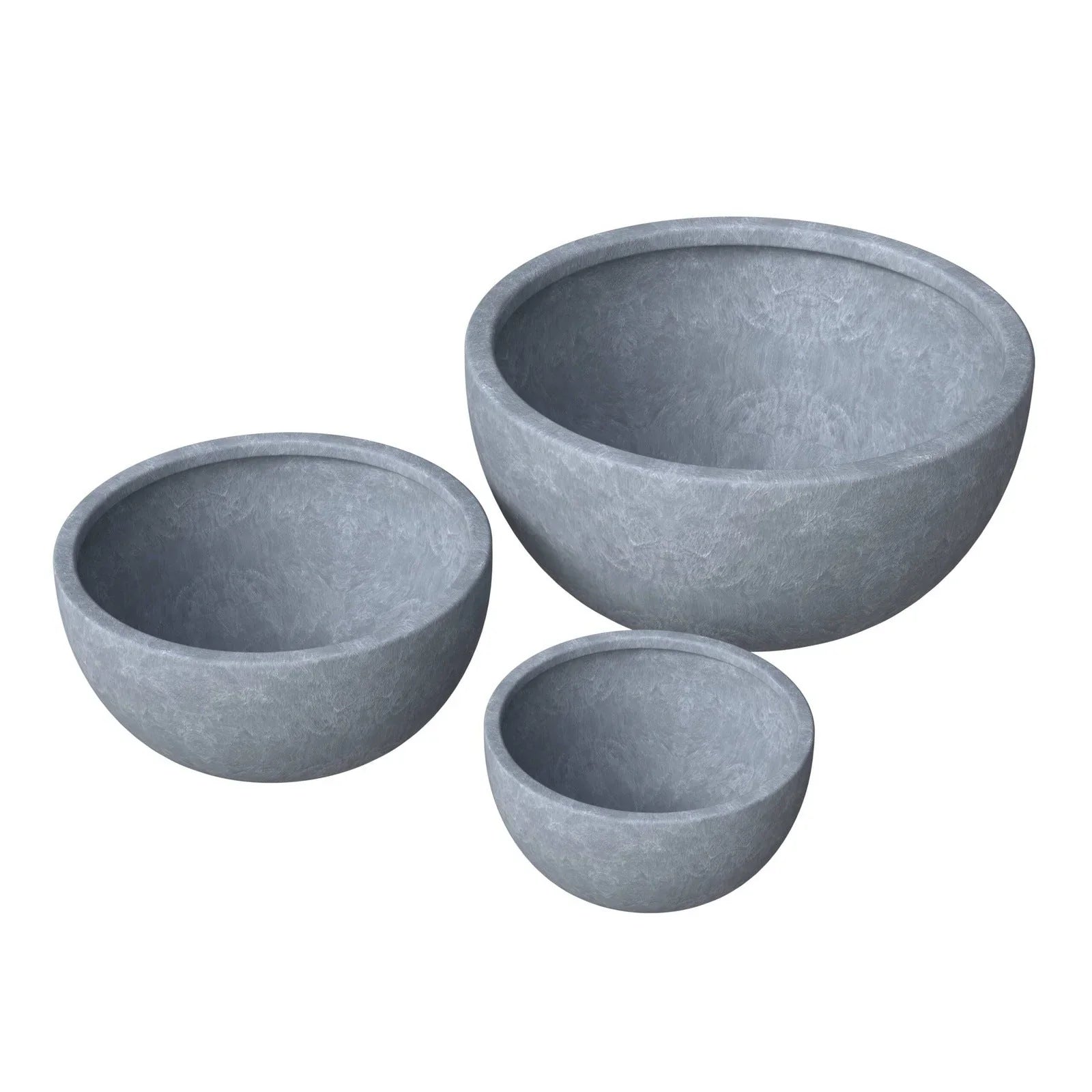 Iris Modern 3-Piece Round Planter Pot Set in Fiberstone and Clay Weather Resistant Design - Elax Furniture