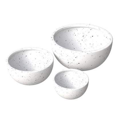 Iris Modern 3-Piece Round Planter Pot Set in Fiberstone and Clay Weather Resistant Design - Elax Furniture