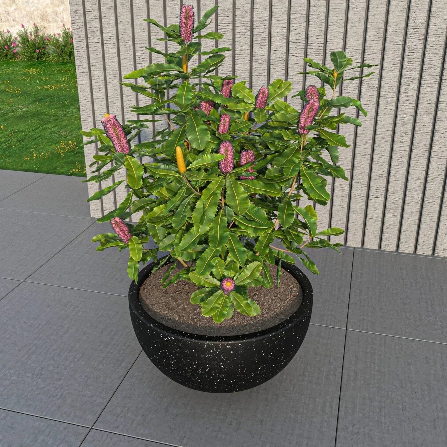Iris Modern Round Planter Pot in Fiberstone and Clay Weather Resistant Design - Elax Furniture