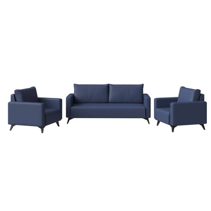 Inno 3-Piece Leather Sofa Set with 2 Single-Seater and a Three-Seater Sofa with Stainless Steel Legs - Elax Furniture