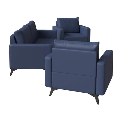 Inno 3-Piece Leather Sofa Set with 2 Single-Seater and a Three-Seater Sofa with Stainless Steel Legs - Elax Furniture