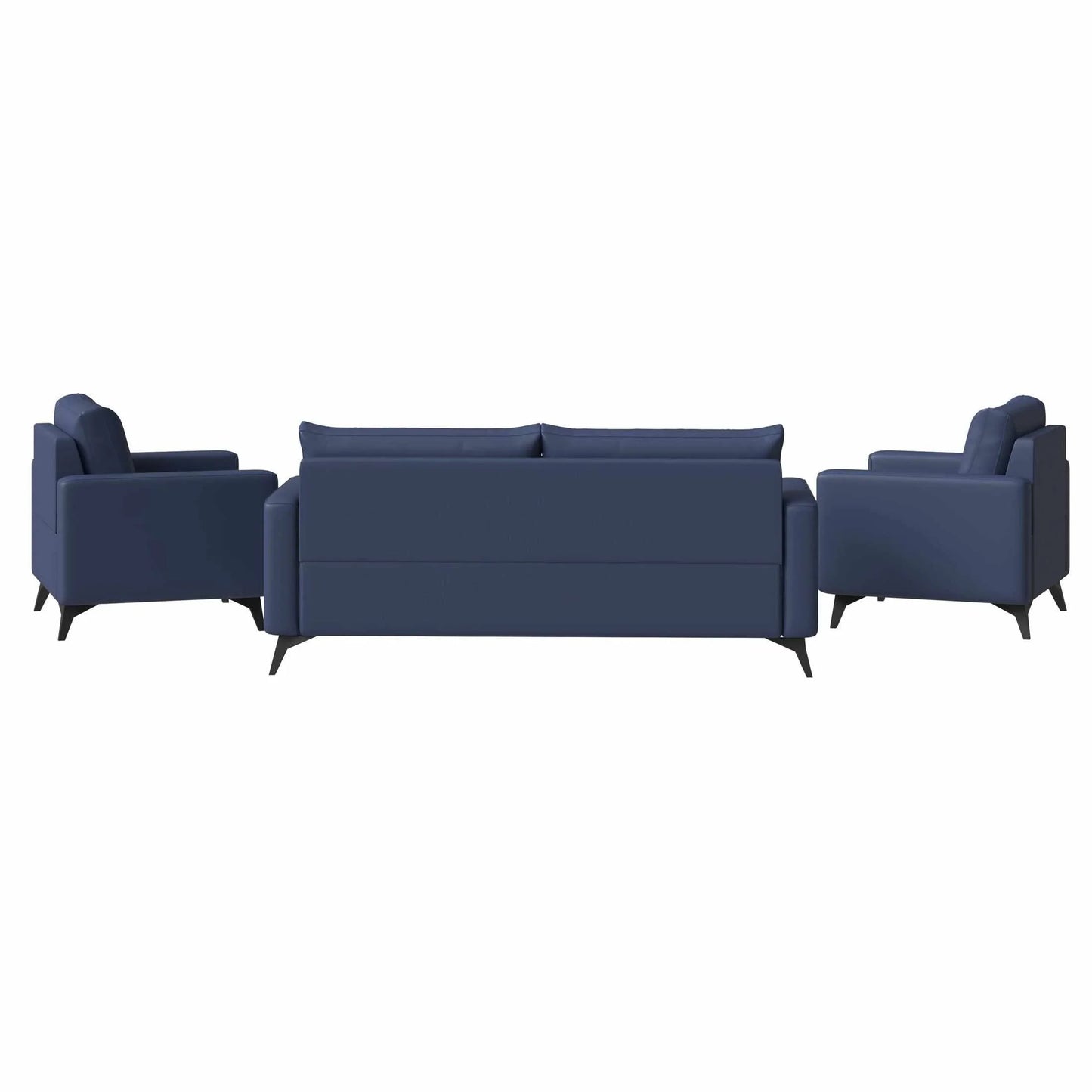 Inno 3-Piece Leather Sofa Set with 2 Single-Seater and a Three-Seater Sofa with Stainless Steel Legs - Elax Furniture