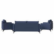 Inno 3-Piece Leather Sofa Set with 2 Single-Seater and a Three-Seater Sofa with Stainless Steel Legs - Elax Furniture