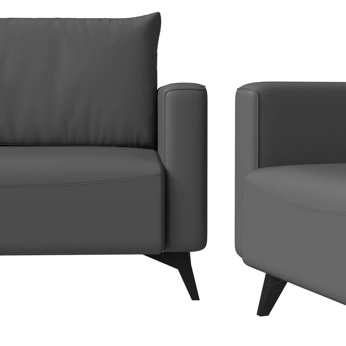Inno 3-Piece Leather Sofa Set with 2 Single-Seater and a Three-Seater Sofa with Stainless Steel Legs - Elax Furniture