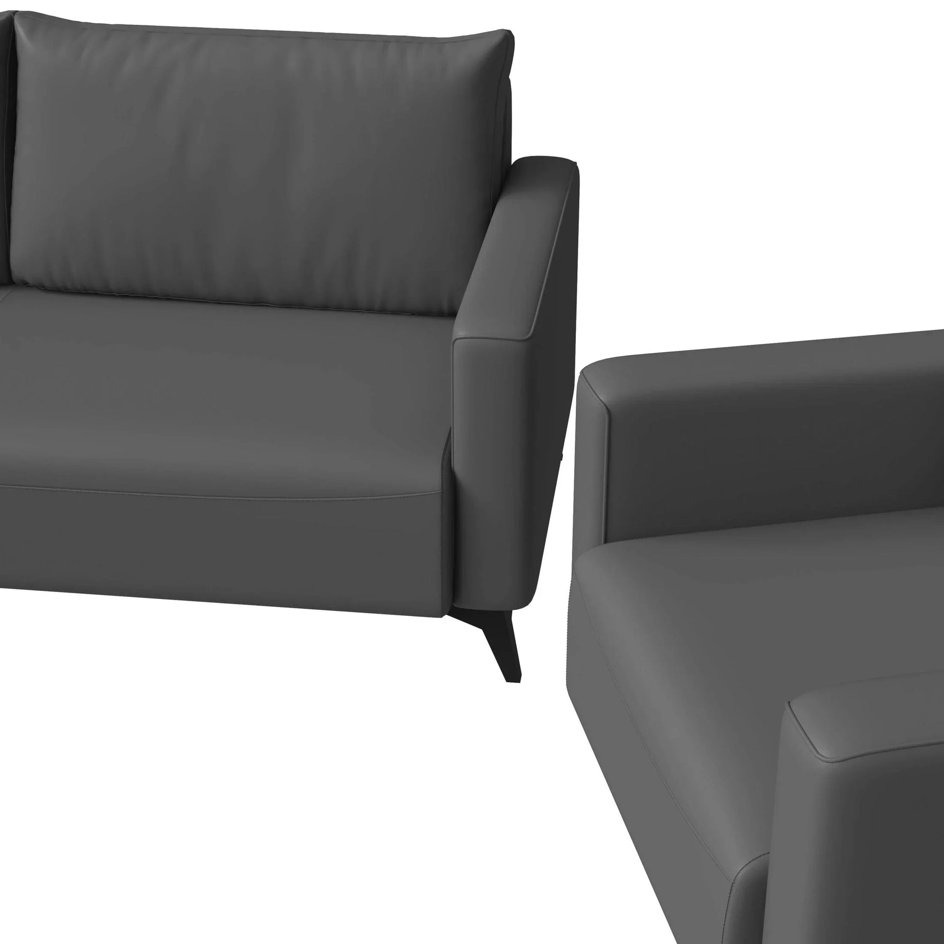 Inno 3-Piece Leather Sofa Set with 2 Single-Seater and a Three-Seater Sofa with Stainless Steel Legs - Elax Furniture