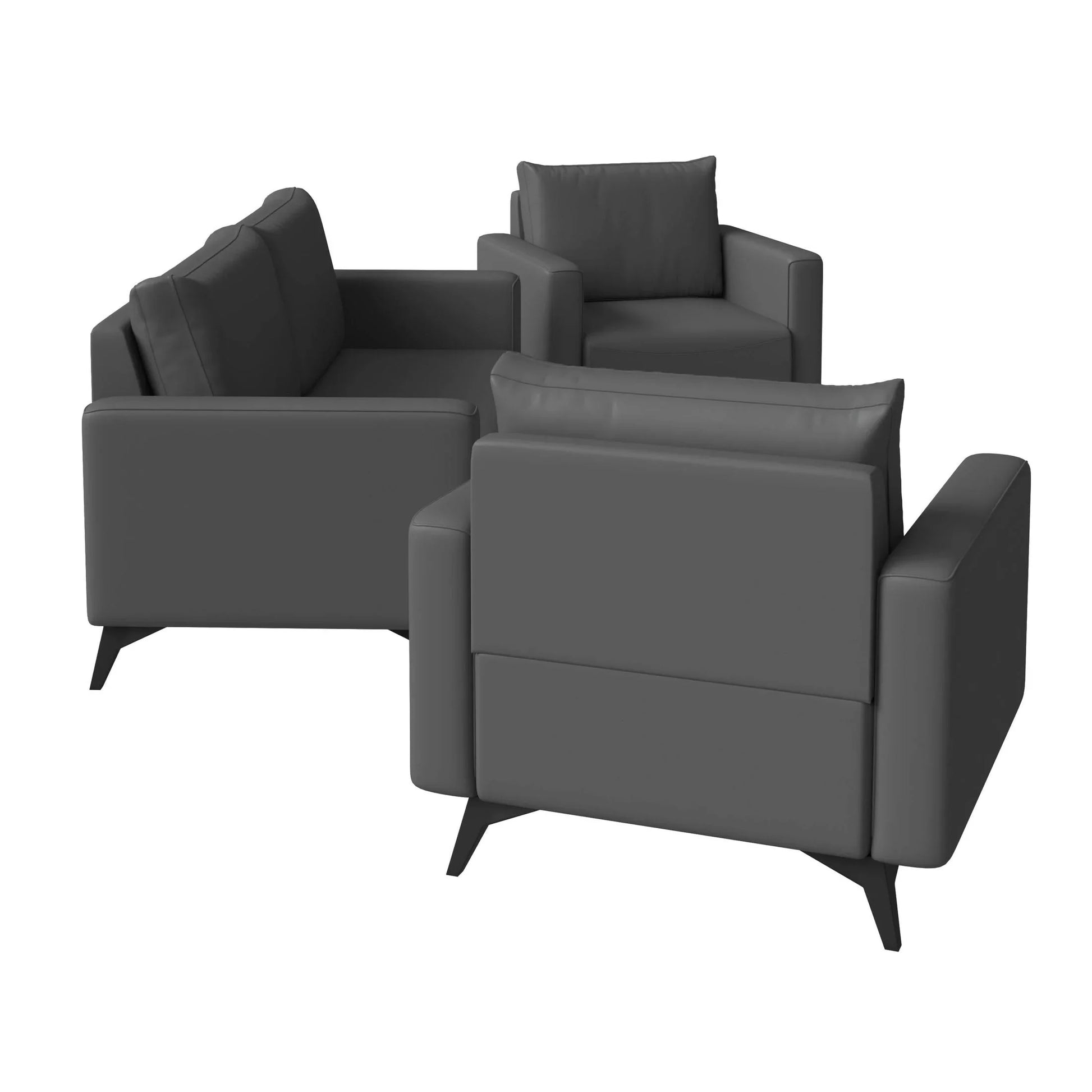 Inno 3-Piece Leather Sofa Set with 2 Single-Seater and a Three-Seater Sofa with Stainless Steel Legs - Elax Furniture