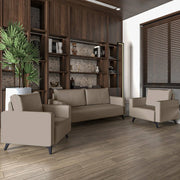 Inno 3-Piece Leather Sofa Set with 2 Single-Seater and a Three-Seater Sofa with Stainless Steel Legs - Elax Furniture